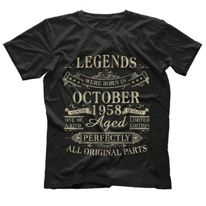Legends Were Born In October 1958 60th Birthday Gift Shirt