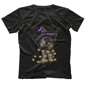 Yorkie with pumpkin - Yorkie halloween t-shirt