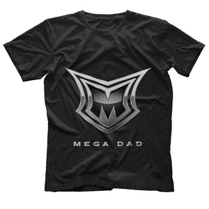 Mens Super Dad Shirt - Mega Dad Hero Shield Father's Tee
