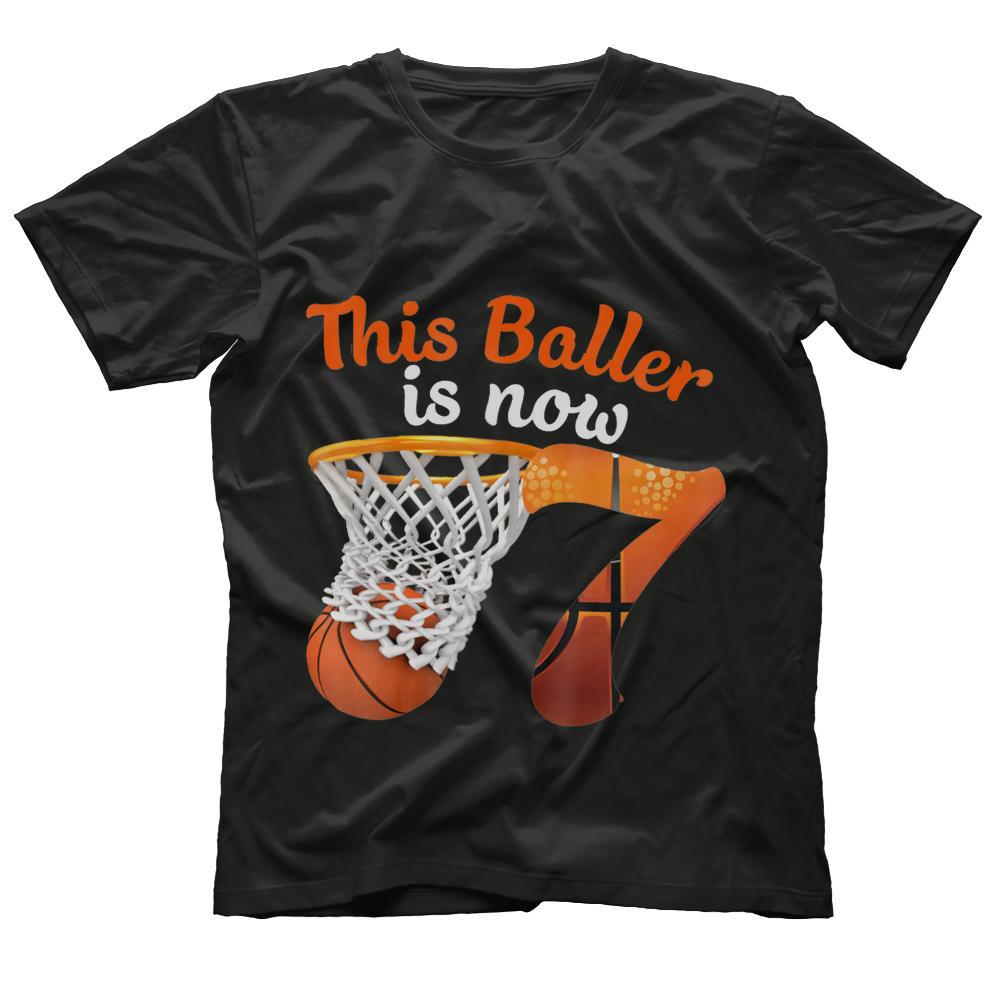 7th Birthday Basketball T-Shirt Funny 7 Years Old Kids Gift