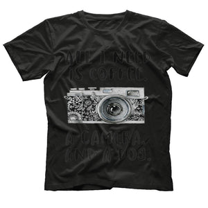 Camera Photography Coffee Dog Lovers Funny T-Shirt Gift