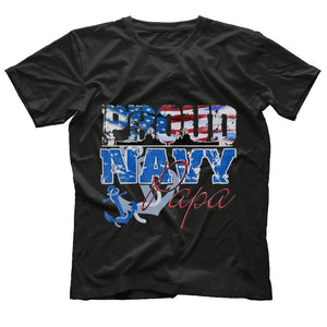 Proud Navy Papa Patriotic Sailor USA Flag Shirt Men