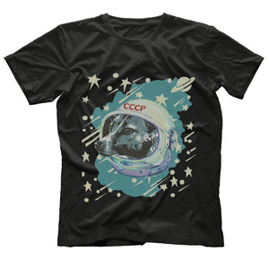 Soviet Union USSR T Shirt Russian Laika Dog Propaganda