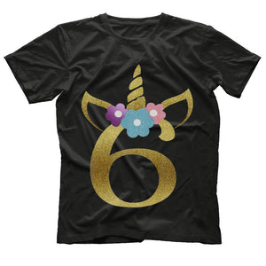 6th Birthday T-shirt Six Birthday Unicorn Shirt for girls