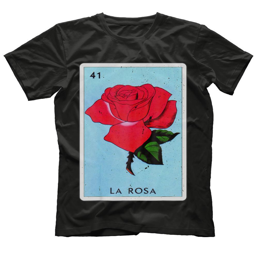 Mexican Loteria Tshirts - La Rosa T Shirt Grunge Version