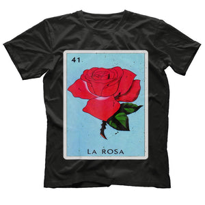 Mexican Loteria Tshirts - La Rosa T Shirt Grunge Version